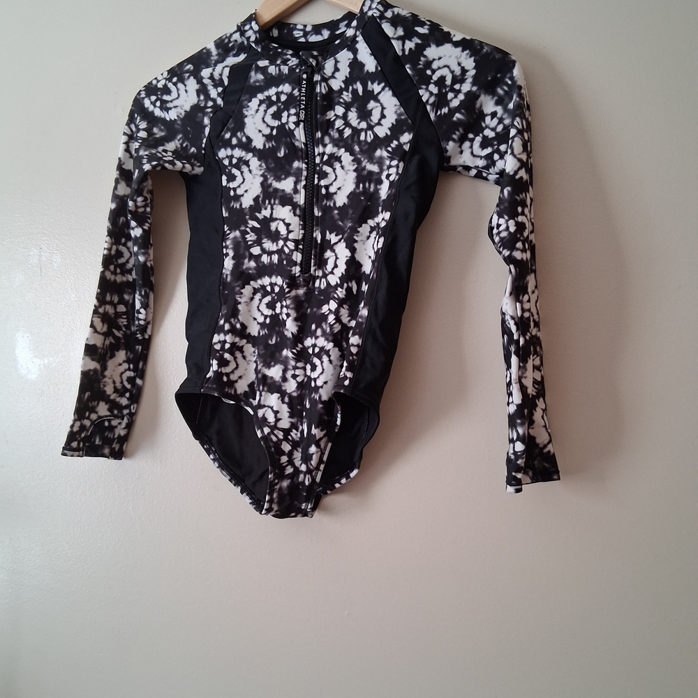 Athleta Black & White  Long Sleeve One-Piece